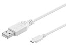 PremiumCord Câble de Connexion USB – Micro USB 2 m, Type A Mâle vers Type Micro B Mâle, Câble de Données Haut Débit 480 Mbit/s, 5 Broches, 2X Blindé, AWG28, Couleur Blanc, 2 m – Le détail qui change tout au quotidien