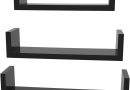 SONGMICS Étagère Murale Suspendue, Lot de 3, Décoration Salon, Longueur 30/35/40 cm, Tablette Flottante, Capacité 10 kg, Salon, Bureau, Salle de Bain, Cuisine, Noir Brillant LWS40BK – Le détail qui change tout au quotidien