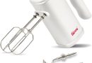 Girmi SB04 Batteur électrique 150W, 5 vitesses, fonction Turbo, fouets et crochets en inox pour crème, blancs d’œufs, pâtes sucrées et salées, blanc – Le détail qui change tout au quotidien