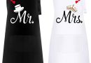2 Pièces Mr. & Mrs. Tablier, Tablier de Cuisine Etanche, Reglable Tablier avec 2 Poche, Couple Tablier Cadeau pour Anniversaire Mariage, Saint Valentin, Fête des Pères, Fête des Mères (Noir & Blanc) – Le détail qui change tout au quotidien