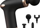 Pistolet de Massage, Mini Massage Gun avec 6 Niveaux Réglables et 4 Têtes, Masseur à Main avec Moteur Silencieux, Soulagement Douleurs Musculaires, Cadeau Anniversaire Femme & Homme (Noir) – Le détail qui change tout au quotidien