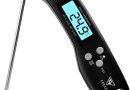 DOQAUS Thermometre Cuisine, 3s Lecture instantané Thermometre Cuisson, Thermomètre viande, avec Écran LCD et Auto On/Off, Sonde Pliable pour Cuisson, Viande, BBQ, Patisserie, Lait, Vin (Noir) – Le détail qui change tout au quotidien