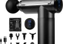 Pistolet de massage pour tissus profonds, masseur à percussion musculaire, 32 vitesses, avec écran tactile LCD, 8 têtes pour la relaxation des épaules, du corps, du dos, noir – Le détail qui change tout au quotidien