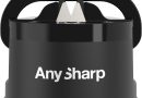 AnySharp Aiguiseur de Couteaux, Sécurité Mains Libres, Ventouse PowerGrip, Aiguise en Toute Sécurité Tous les Couteaux de Cuisine, Idéal pour l&rsquo;Acier Trempé & Dentelé | Le Meilleur au Monde | Noir – Le détail qui change tout au quotidien
