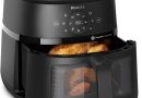 Philips Airfryer Série 2000 – Air Fryer 6.2L, 13 modes de cuisson, technologie RapidAir, jusqu&rsquo;à 90% de matières grasses en moins, fenêtre de cuisson, écran tactile, Noir (NA230/00) – Le détail qui change tout au quotidien