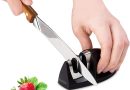 Hanmir Aiguiseur de Cuisine Professionnel 2 en 1 Manuel Aiguiseur pour Couteaux en Acier Inoxydable et céramique de Toutes Tailles,Base Anti-dérapante Noir – Le détail qui change tout au quotidien
