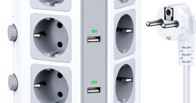 KOOSLA Tour multiprise parafoudre et surtension(4000W/16A), Multiprise Electrique avec 6 Ports USB et 12 Prises, multiprise avec et 3 Interrupteurs, 2M Cordon, Blanc – Le détail qui change tout au quotidien