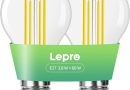 Lepro Ampoules LED E27 Haute Efficacité avec Classe Énergétique A, 806LM, 3.8 W Équivalent 60 W, Blanc Chaud 2700K, A60 Forme Balle de Golf, Angle de Faisceau 300 °, Non Dimmable, Lot de 2 – Le détail qui change tout au quotidien