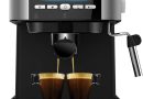 Cecotec Machine à café Expresso Power Espresso 20 Matic. 20bars de Pression,1.5 L,Bras Double Sortie, Buse vapeur,Plateau Réchauffe-tasses,Télécommandes Digitales,Finitions en Acier Inoxydable, 850 W – Le détail qui change tout au quotidien