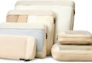 MURISE Organisateur Valise Compressible Lot de 6, Sac Compression Voyage, Rangement Valise Packing Cubes pour les Vacances et les Voyages, Accessoires de Camping, Travel Essentials, Beige – Le détail qui change tout au quotidien
