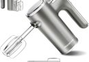 Aigostar Adela – Batteur Électrique, Batteur à Main Électrique Ultra Puissant de 400W. 5 Vitesses + Turbo, Bouton D&rsquo;éjection. 1 Support de Rangement et 2 Batteurs et 2 Crochets Pétrisseurs. – Le détail qui change tout au quotidien