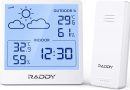 Raddy WF-50 Station météo sans fil, thermomètre et hygromètre d&rsquo;intérieur et d&rsquo;extérieur, 5&Prime; TN écran, prévisions météo et capteur à distance sans fil, avec tendance barométrique(Blanc) – Le détail qui change tout au quotidien