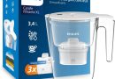 Philips Water Carafe filtrante XL avec 3 cartouches de remplacement Filtration avancée, minuterie électronique, débit rapide, BLANC, capacité de 3.4 L – Le détail qui change tout au quotidien