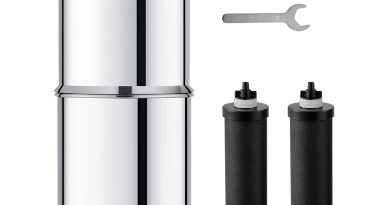 VEVOR Système de Filtration d&rsquo;Eau par Gravité 5,5 L, Filtre à Eau par Gravité de Comptoir, en Inox 304, Réduction du Plomb et jusqu&rsquo;à 99% du Chlore, avec 2 Filtres à Charbon et Robinet, Domicile – Le détail qui change tout au quotidien