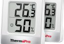 ThermoPro TP49-2 Petit Hygromètre Numérique Thermomètre Intérieur Thermomètre D&rsquo;ambiance Moniteur de Température et Humidimètre pour Le Confort du Bureau à Domicile Thermomètre de Reptile, 2 Pièces – Le détail qui change tout au quotidien