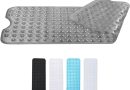 Zuvo Tapis de Bain Antidérapant Extra Long 100 x 40 cm | Ventouses Puissantes & Anti-Moisissure | Lavable en Machine | Sécurité Enfants & Séniors | Gris – Le détail qui change tout au quotidien