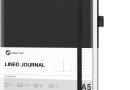 Lonely Oak Ligné Journal Carnet de Notes, 160 Pages A5 Carnet Cahier Relié Pour Femme & Homme, 120GSM Papier Sans Acide Avec Couverture Rigide en Cuir et Poche Intérieure (Noir) – Le détail qui change tout au quotidien