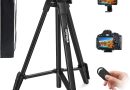 GRIFEMA Trepied Smartphone Pied Appareil Photo Pliable, 55”/140cm Alluminio Trepied Telephone avec Télécommande bluetooth et Support de fixation, Compatible avec iPhone/Android/Appareil Photo, GB1001 – Le détail qui change tout au quotidien