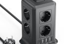 Multiprise avec Interrupteur, Multiprise Parafoudre et Surtension with 8 Sortie AC and 4 USB Ports, pour Le Bureau, Salon, Chambre à Coucher – Le détail qui change tout au quotidien