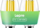 Lepro Ampoules LED E14 – Classe Énergétique A – Blanc Chaud 2700K 470LM – 2.2W Équivalent 40W – Forme Bougie C35 – Angle de Faisceau 300° – AC 220-240V – Non Dimmable – Lot de 2 – Le détail qui change tout au quotidien