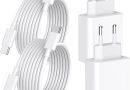iPhone 17 16 Chargeur, 4-Pack [Apple Mfi Certifié ] 20W USB C Chargeur Rapide et 2M Cable Charge Secteur Mural Adaptateur Alimentation pour iPhone 17/17 Pro Max/Air/16/16e/16 15 Plus/16 15 Pro Max/15 – Le détail qui change tout au quotidien