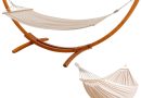 Hamac avec Support en Bois, 2 Hamacs Inclus, Supporte 200 kg, 320×120×120 cm, Ajustable en Hauteur, pour Jardi, Terrasse et Balcon – Le détail qui change tout au quotidien