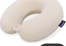 Coussin de Cou en Mousse à mémoire de Forme Coussin de Cou de Voyage Confortable Coussin de Voyage d&rsquo;avion léger et Portable pour Dormir, Voyager, Voiture, Train, Bus et Maison Beige – Le détail qui change tout au quotidien