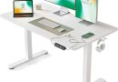FEZIBO Bureau Assis Debout Électrique, 120 x 60 cmBureau Table Debout Réglable en Hauteur Acier T Pieds avec Système Anti-Collision, Panneau Contrôle à Fonctions Mémoires, Planche Blanc – Le détail qui change tout au quotidien