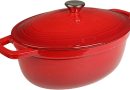 Cocotte Fonte Émaillée VeoHome Rouge 6L ovale, Faitout Ultra Résistant,Marmite Compatible Induction/Gaz/Four, Cuisson Homogène, Saveurs Authentiques, Couvercle Relief – Le détail qui change tout au quotidien