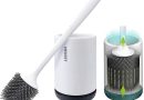 Brosse de Toilette Brosse WC en Silicone Antibactérienne balayette WC Ensemble Brosse de Toilettes à Manche Long avec Support Hygiénique (Flooring) – Le détail qui change tout au quotidien