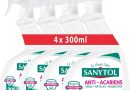 Sanytol – Désinfectant Anti-Acariens, Punaises de Lit et Puces – 300 ml – Lot de 4 – Pour Tissus, Matelas, Moquettes – Efficace 4 Mois, Sans Odeur Résiduelle, ne Tache Pas – Le détail qui change tout au quotidien