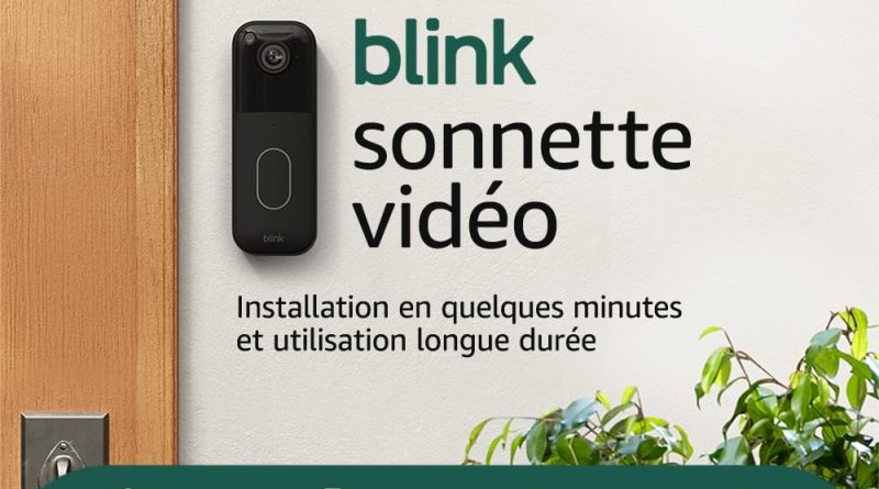 Sonnette vidéo Blink (Nouvelle génération) – Vidéo HD en plan moyen, durée de vie des piles de deux ans, configuration simple, IP-65 – Module de synchronisation de base inclus – Noir – Le détail qui change tout au quotidien