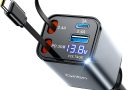 Gritin 4 en 1 Rétractable Chargeur Allume Cigare Voiture USB C 69W, PD 3.0 Charge Rapide Chargeur Voiture avec USB-C/USB-A, Prise Ajustable, Voyage Car Accesoire pour iPhone 17/16/15/14/Galaxy/Android – Le détail qui change tout au quotidien