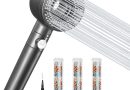 Pommeau de douche avec Filtre Economie Deau, Douchette Douche avec 5 Types de Jets, Pommeau Douche Anti Calcaire avec 3 Filtre, Gris – Le détail qui change tout au quotidien