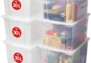 Iris Ohyama, Boite de Rangement avec Couvercle, 30L, Lot de 6, Transparent, Fermeture Facile, Empilables, en Plastique Transparent, pour Dressing, Étagères, Garage, Organisation, Vêtements, USB-M – Le détail qui change tout au quotidien