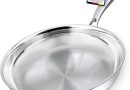 poêle en acier inoxydable 18/10 – Ø 28cm | 5 couches – 3mm – 1,35 kg | Poêle en acier inoxydable pour induction | Lavable au lave-vaisselle et résistant au four jusqu&rsquo;à 400°C – Le détail qui change tout au quotidien