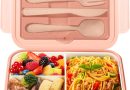 Diboniur Lunch Box, Bento Lunch Box Enfant Adulte Boîte 1400ml avec 3 Compartiments, Conception Sans Fuite Lunchbox avec Couverts, pour Micro-onde Lave-vaisselle, École Pique-Nique Travail (Rose) – Le détail qui change tout au quotidien