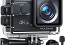 WOLFANG Caméra Sport GA100 4K 30FPS, Caméscope WiFi de 20 MP, Caméra Étanche sous-Marine 40 m avec Double Microphone, télécommande, EIS Anti-Vibration, Batterie 2 x 1050 mAh, Divers Accessoires – Le détail qui change tout au quotidien
