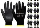 Velway Gants de Travail 12 Paires – Gants Resistant aux Abrasion – Revêtement en Polyester PU – Polyvalent Gants de Jardinage – Pour Mecanique Industrielle Logistique Assemblage – Noir Taille 8 – Le détail qui change tout au quotidien