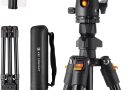 K&F CONCEPT Trépied Appareil Photo Voyage, 163CM Trepied Léger en Aluminium, Trépied pour Smartphone avec Téléphone Support, Trépieds Caméra Compact avec 360° Rotule Ball pour DSLR Caméra(Seul 1.24KG) – Le détail qui change tout au quotidien