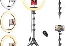 11.5&Prime; Ring Light Professionnel avec Trépied Grand, [Mise à Niveau] 1m77/69.5&Prime; Trepied Smartphone Anneau Lumineux, Selfie LED Anneau Lumière pour Maquillage – Le détail qui change tout au quotidien
