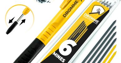 Dromme Crayon Chantier Menuisier Charpentier Professionnel [+ 7 Mines Multisupport + Taille-Mine + Grip ergonomique] Porte Mine Extensible – Outillage Parfait pour le Bricolage – Le détail qui change tout au quotidien