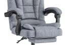 naspaluro Fauteuil de Bureau avec Repose-Pieds Télescopique, Chaise de Bureau avec Large Assise Rembourrée, Siège Bureau Ergonomique avec Dossier Inclinable et Hauteur Réglable, Coton et Lin, Gris – Le détail qui change tout au quotidien