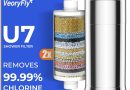 Filtre de Douche 99% Chlore Éliminé, 2 Cartouches, Filtre Anti Calcaire Douche, Adoucisseur d&rsquo;Eau Dure, Améliore Peau et Cheveux, Installation Facile, Compatible Tuyau G1/2, Filtration Jusqu&rsquo;à 100% – Le détail qui change tout au quotidien