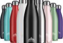 Mont-Clair Gourde isotherme – Bouteille isotherme sans BPA – Gourde inox 500ML, 24h froid & 12h chaud – Bouteille d&rsquo;eau en acier – 500ml, Noir – Le détail qui change tout au quotidien