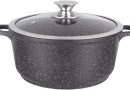 Kamberg – Marmite Faitout 28 cm – Fonte d&rsquo;Aluminium – Revêtement Type Pierre – Couvercle en Verre – Tous Feux dont Induction – Sans PFOA – 0008033, Noir – Le détail qui change tout au quotidien