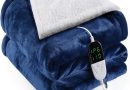 Couverture Chauffante Flanelle 155x180cm, Plaid Chauffant avec 6 Niveaux de Dhaleur, Minuterie 10H, Chaleur Rapide, Protection Contre la Surchauffe, Affichage LED, Lavable en Machine(Bleu) – Le détail qui change tout au quotidien