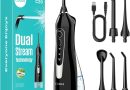 COSLUS Jet Dentaire Hydropulseur Portable 300 ML Sans Fil Irrigateur Dentaire Rechargeable Hydropulseur Dentaire Double Débit d&rsquo;eau Water Oral Flosser Étanche IPX7 Pour La Maison et Les Voyages Noir – Le détail qui change tout au quotidien