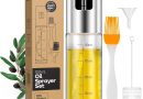 PORTENTUM Pulvérisateur d’Huile 100 ml en Inox, Huile Spray Cuisine et Friteuse à Air, Huilier en Verre avec Accessoires Antigoutte – Le détail qui change tout au quotidien