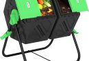 Outsunny Composteur de Jardin – bac à Compost pour déchets – Rotatif 360° – Double Chambre 130 L – Acier PP Noir – Le détail qui change tout au quotidien
